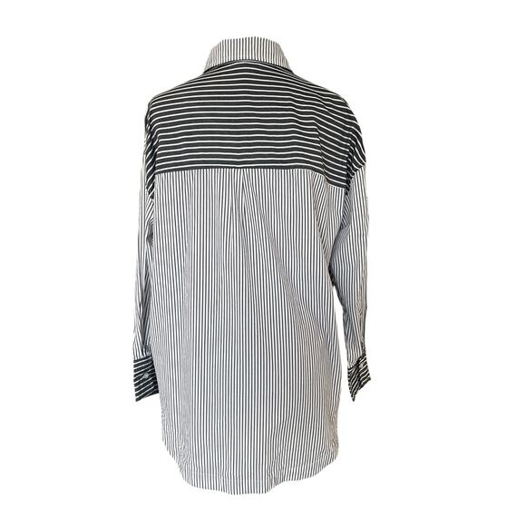 Steve Madden Striped Button Up Oversized Cotton Shirt Women's Size S Goth Retro - Picture 3 of 8